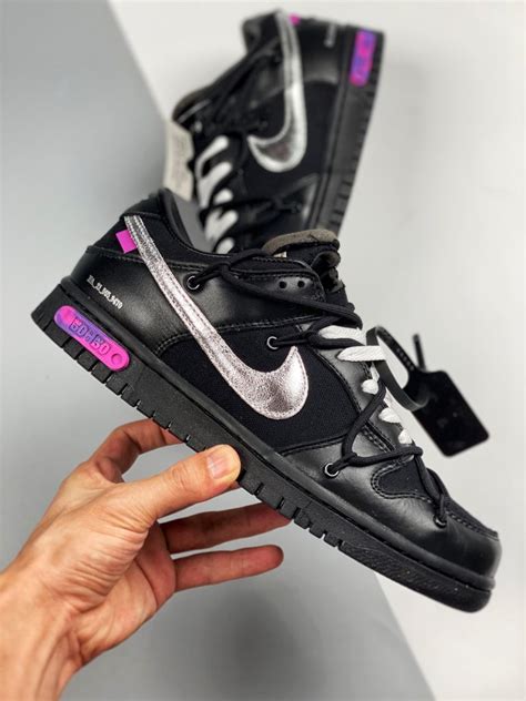 Off White X Nike Dunk Low The 50 Black Silver For Sale Sneaker Hello