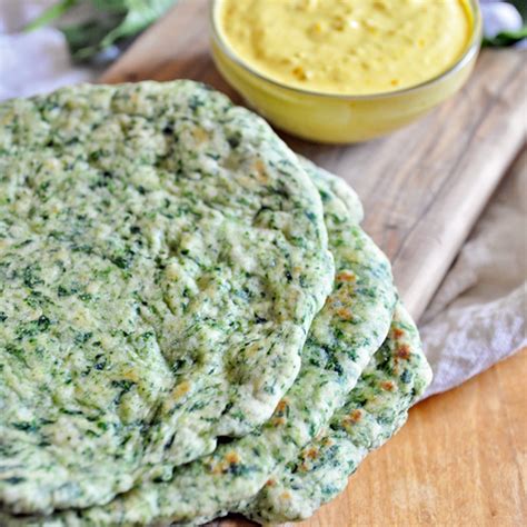 Homemade Spinach Flatbread With Saffron Yogurt Sauce