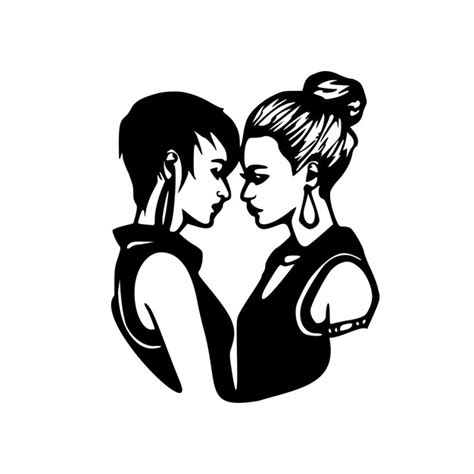 premium vector lesbian couple lgbt pride black outlines isolated vector illustration