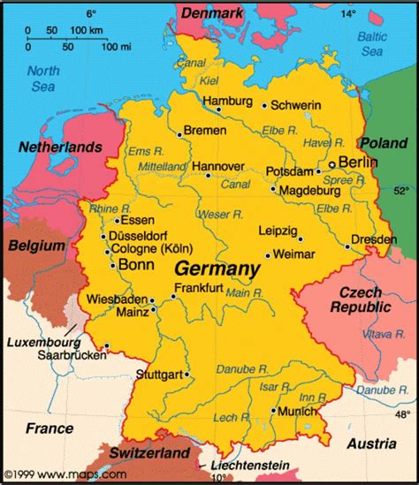 Tyskland Kort Vis Mig Et Kort Over Tyskland Det Vestlige Europa