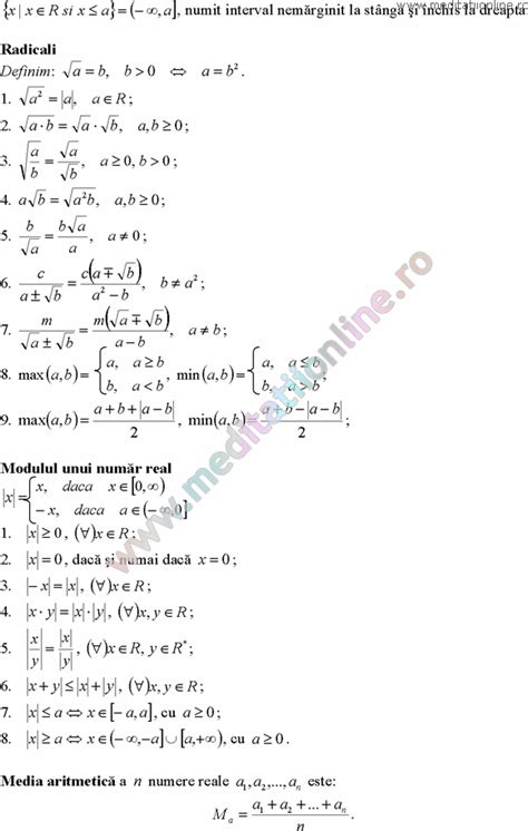 Formule Matematica Gimnaziu 5 8 Formule Si Teorie Algebra Clasele 5 8