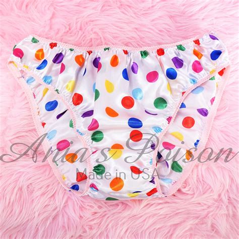Anias Poison Full Polka Dot Bikini Cut Soft Satin Lined Sissy Panties For Men Manties Sz S Xxl