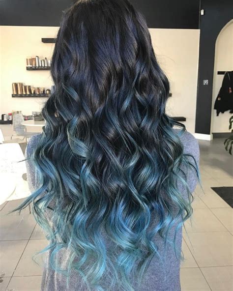 40 Fairy Like Blue Ombre Hairstyles Black Hair With