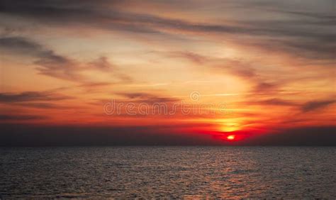 Romantic Sunset Over The Baltic Sea Orange Vivid Colors Beautiful Sky