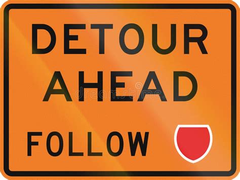New Zealand Road Sign Detour Ahead Follow State Highway Shield Stock