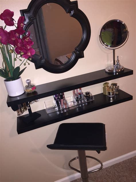 I experimented using a dried. My very own DIY vanity I made using floating shelves! | Floating shelves diy, Floating shelves ...
