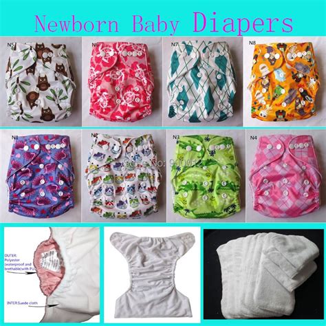 1 Set Newborn Pocket Cloth Diapers With Inserts For Baby Girls Boy