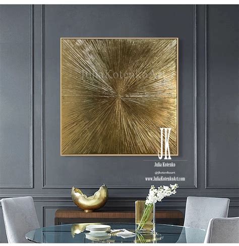 Gold Leaf Painting Large Wall Art Gold Wall Decor Texture Etsy