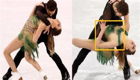 winter olympic 2018 this french ice skater faces weirdest wardrobe malfunctions video goes