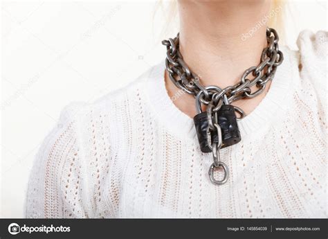 Woman Having Metal Chain Around Neck Stock Photo By ©anetlanda 145854039