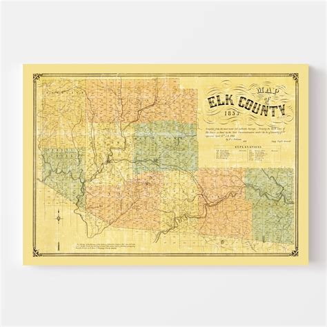 Vintage Map Of Elk County Pennsylvania 1855 By Teds Vintage Art