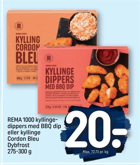 Rema 1000 Kyllingedippers Med Bbq Dip Eller Kyllinge Cordon Bleu