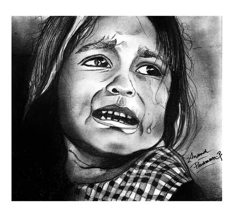 anand padman crying girl pencil work