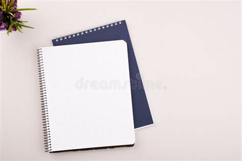 Planner On The Grey Wooden Working Table Blank White Paper On Working