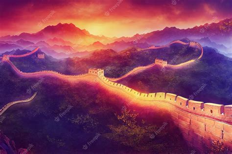 Premium Photo The Great Wall Of China China Digital Art Style