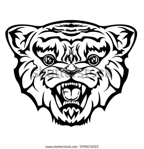 Head Tiger Open Mouth Tiger Cub Stock Vector Royalty Free 1998676022