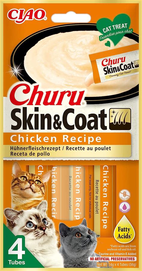 Churu Skin And Coat By Inaba Cat Treat Chicken 1 Pack 4 X 14g Total