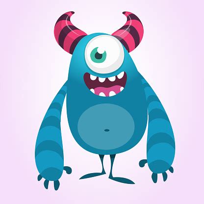 Cartoon characters with big eyes 1. Funny Cartoon Monster With One Eye Vector Blue Monster ...