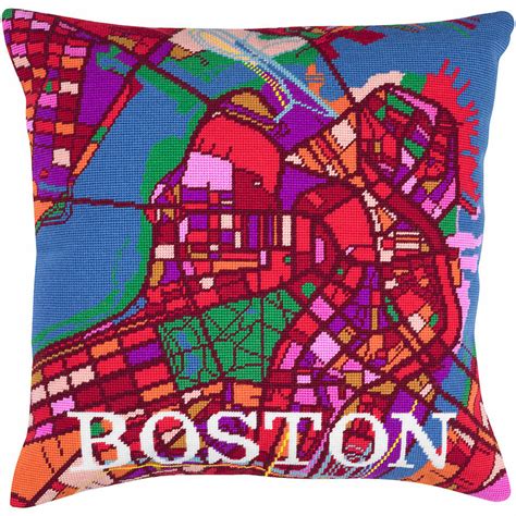 Boston City Map Tapestry Kit By Hannah Bass Needlepoint