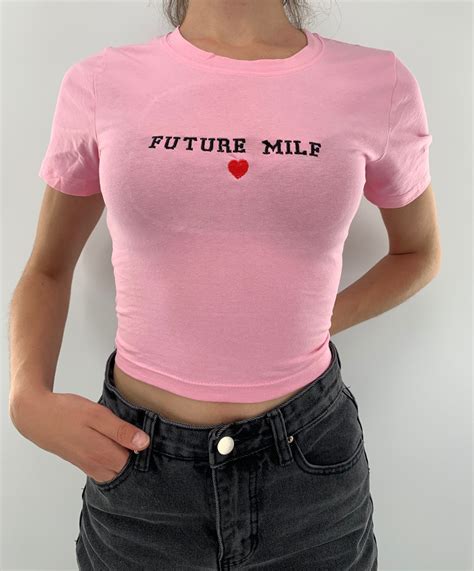 Future Milf Embroidered Crop Top Etsy