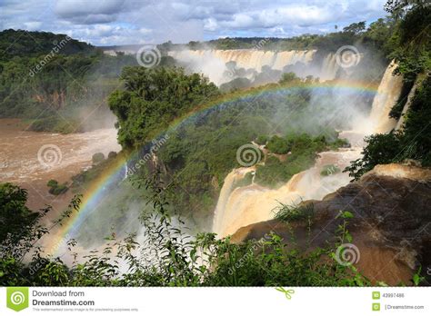 Iguazu Fall Rainbow In Argentina Stock Photo Image Of Lush Rainbow