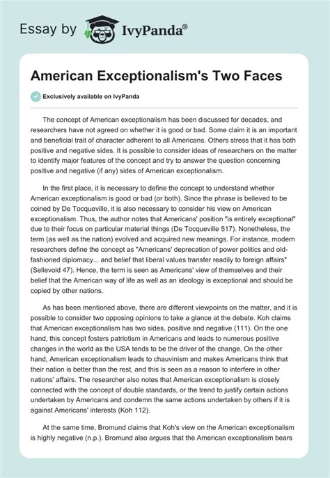 American Exceptionalisms Two Faces 1658 Words Essay Example