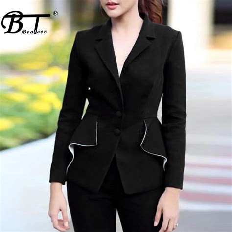 Beateen 2018 Fashion V Neck Sexy Business Pant Suits Set Blazers Formal