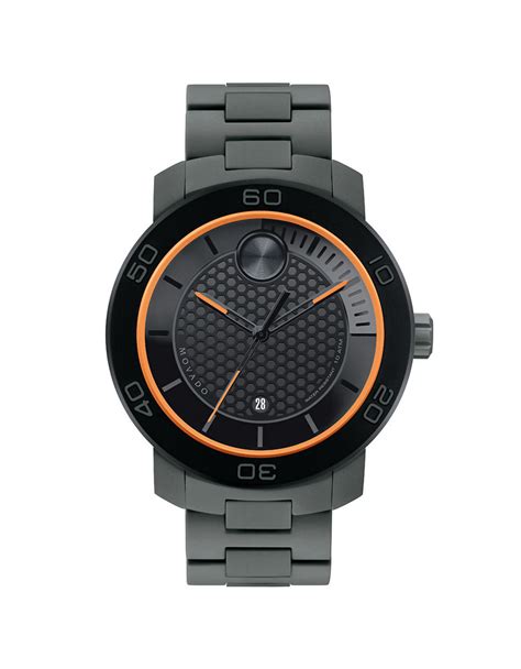 Lyst Movado Bold Mens Black Ion Plated Titanium Watch With Orange