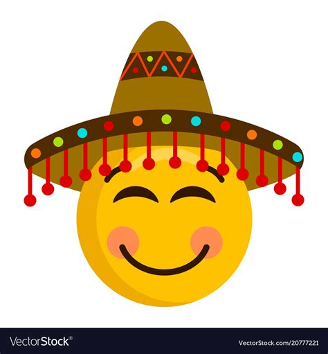 Happy Emoji With A Mexican Hat Royalty Free Vector Image