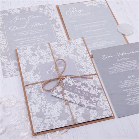 Floraison Lace Wedding Invitation Sample Sarah Wants Stationery