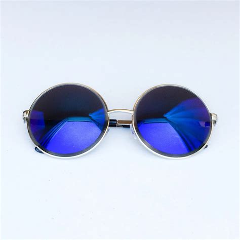 Retro Hipster Round Sunglasses Blue Haute Juice