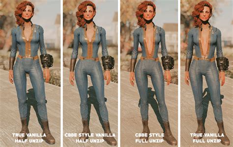 Unzipped Vault Suit Vanilla Body Conversions By Femshepping At Fallout Nexus Mods And