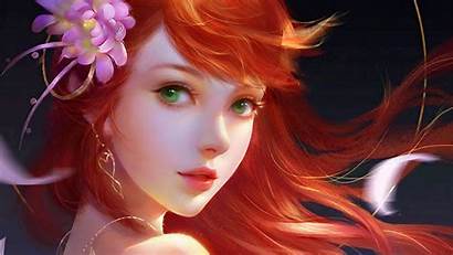 Fantasy Hair Eyes Redhead Wallpapers Woman Head