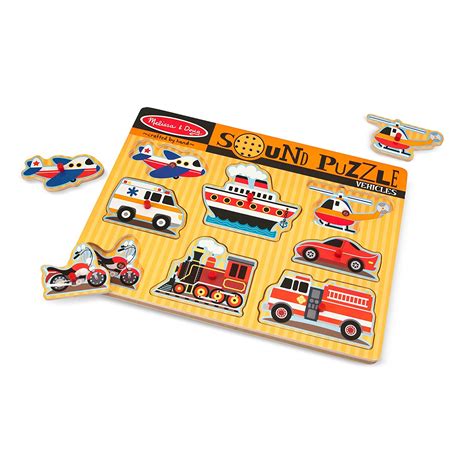 Melissa And Doug Vehicles Sound Puzzle Wooden Peg Puzzle With Sound