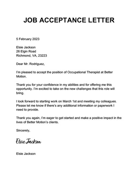 How To Write A Job Acceptance Letter With Samples