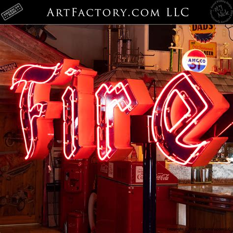 Vintage Firestone Neon Sign Lighted Storefront Tire Store Advertising
