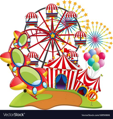 Amusement Park With Many Rides Royalty Free Vector Image