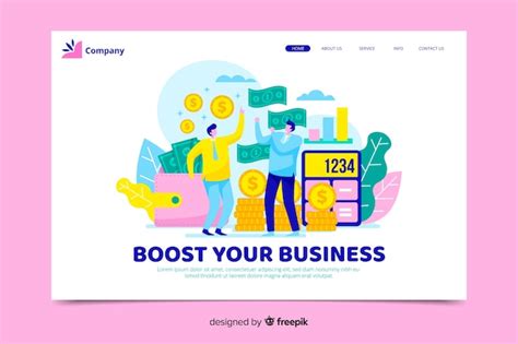 Free Vector Colorful Business Landing Page
