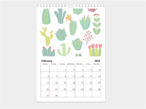 Calendario Mural 2022 Con Cactus Suculentas Y Plantas De Etsy