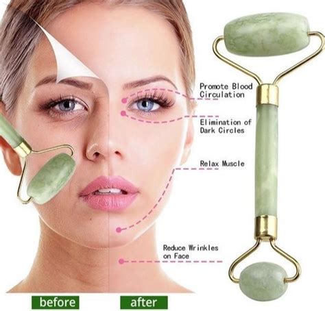 double head green natural jade elliptical roller eye face neck massager at rs 55 piece
