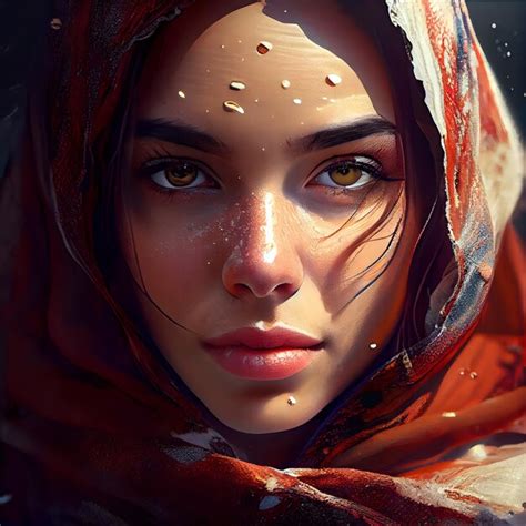 Premium Ai Image Portrait Of A Beautiful Girl In A Red Scarf Beauty