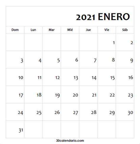2021 Calendario Enero Blanco Calendario Enero 2021 Imágenes
