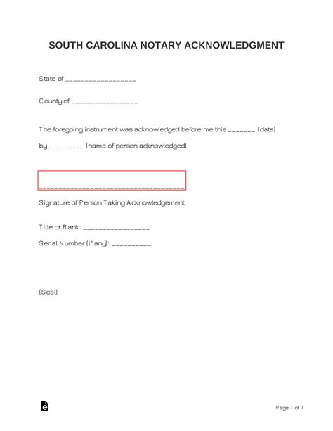 Free South Carolina Notary Acknowledgment Form Word Pdf Eforms