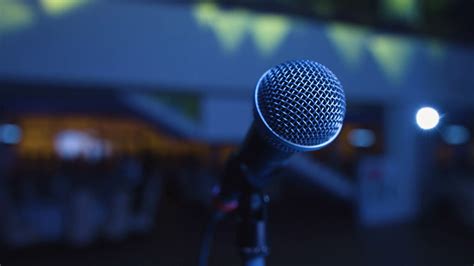 Microphone On Stand Is Standing On Stage Stock Footage SBV Storyblocks