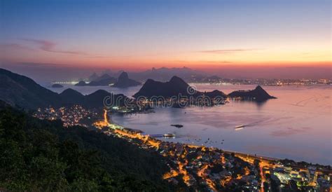 Beautiful Night View Of Rio De Janeiro Stock Image Image Of Ocean