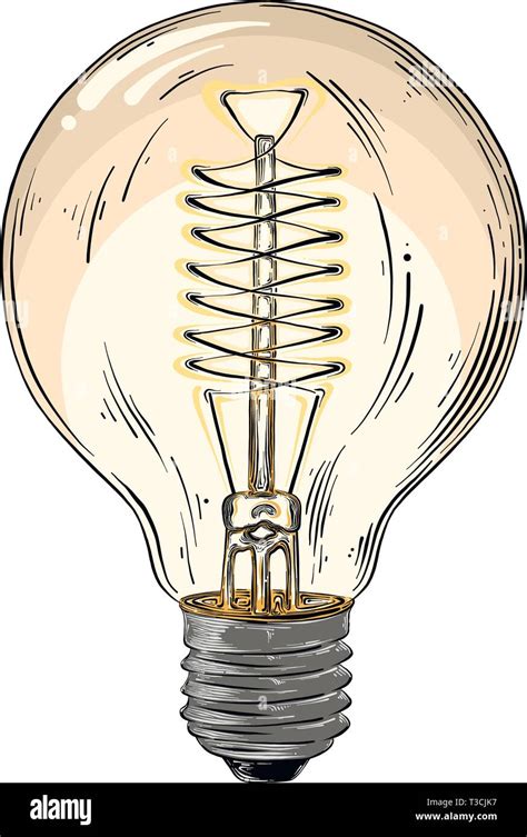 Hand Drawn Sketch Of Lightbulb In Color Isolated On White Background
