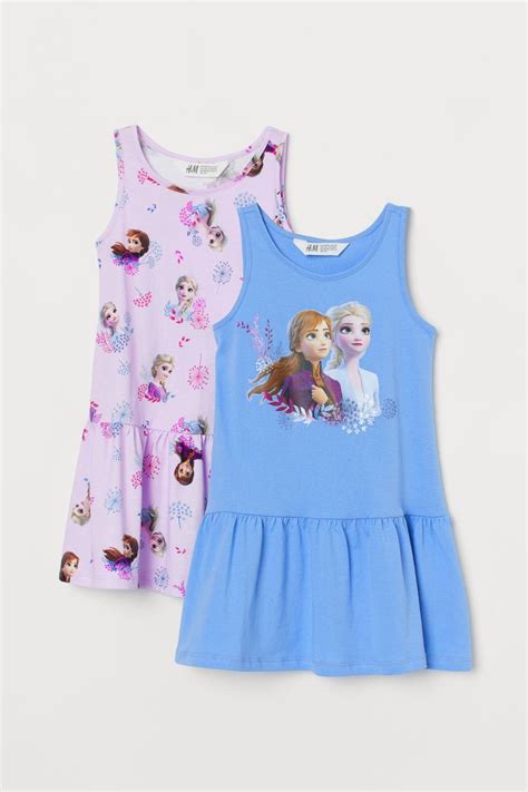 2 Pack Printed Dresses Bluefrozen Kids Handm Sg