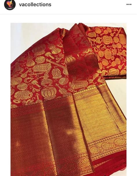 Beautiful Rich Red Koorai Saree With Musical Instrument Motifs And