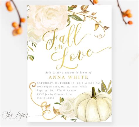 Fall Bridal Shower Invitation Fall In Love Autumn Bridal Etsy Fall