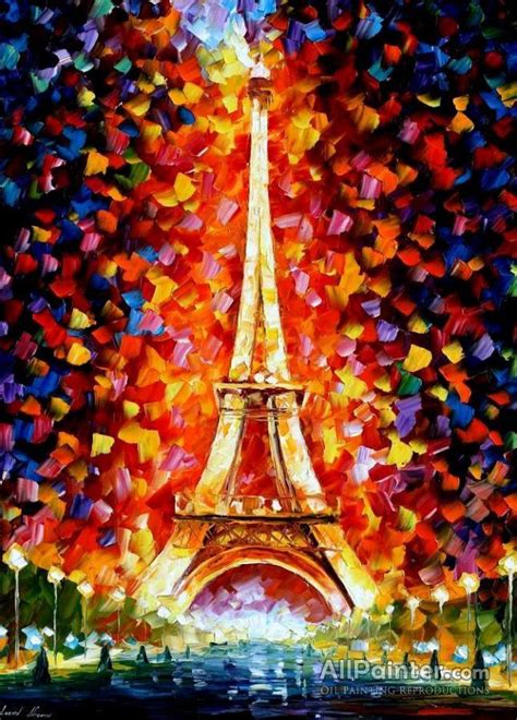 Leonid Afremov Paris Eifel Tower Lighted Oil Painting Reproductions